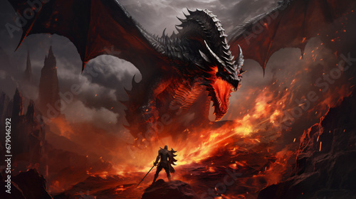 Fire Dragon with Knight army photo