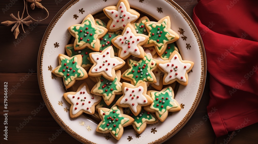 a plate of decorated christmas cookies on a table a plate of decorated christmas cookies on a table