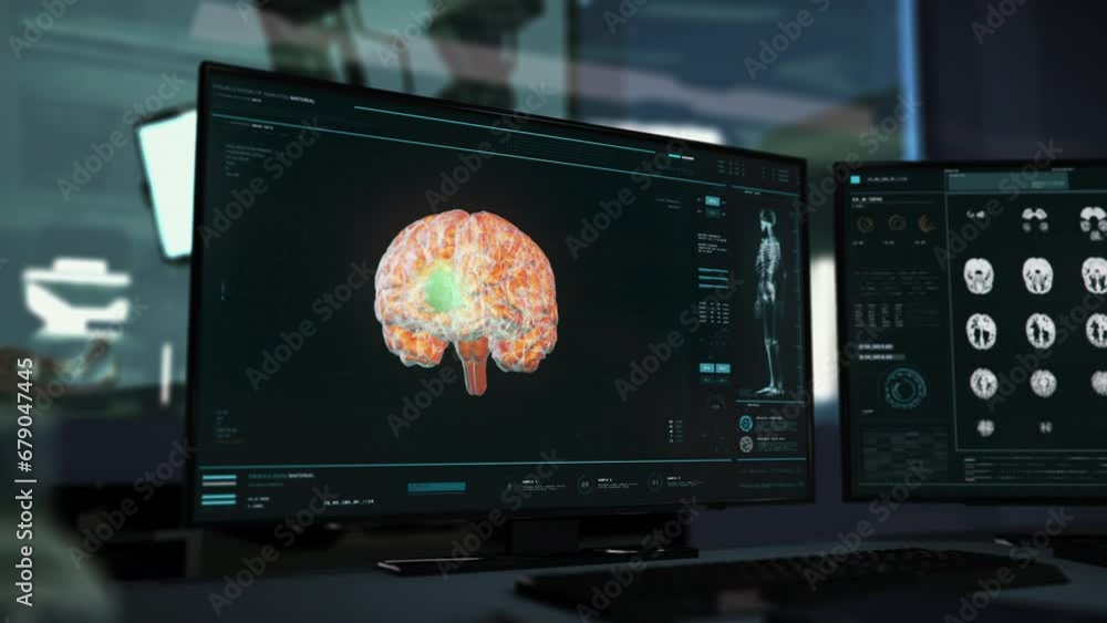 Human Brain Biology Analysis At Medical Clinic Diagnosed Tumor Disease ...
