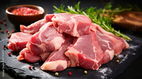 Fresh raw meat of pork