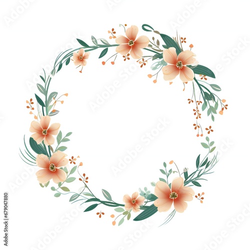 Empty wedding floral circle design element flat style on white background Generative AI © LayerAce.com
