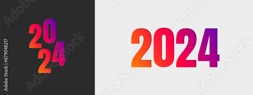 Happy new year 2024 design. Trendy number illustration design. Vector template for banner, poster, greeting and new year 2024 celebration.