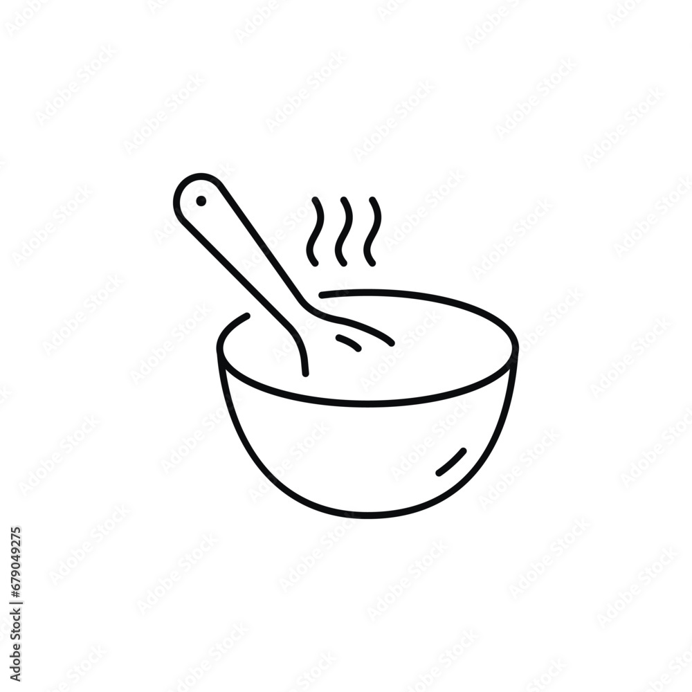 Steaming hot soup plate on white background icon. Steaming hot soup plate on white background icon.