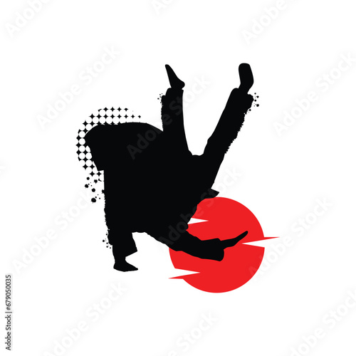 Silhouette martial art poster design concept