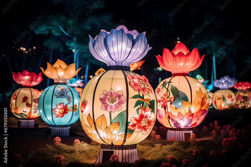 chinese lanterns in the temple