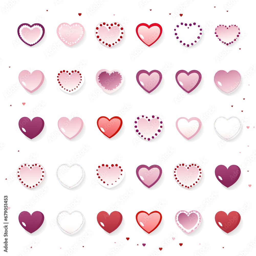 Empty Valentines hearts circle design element flat style on white background Generative AI Empty Valentines hearts circle design element flat style on white background Generative AI