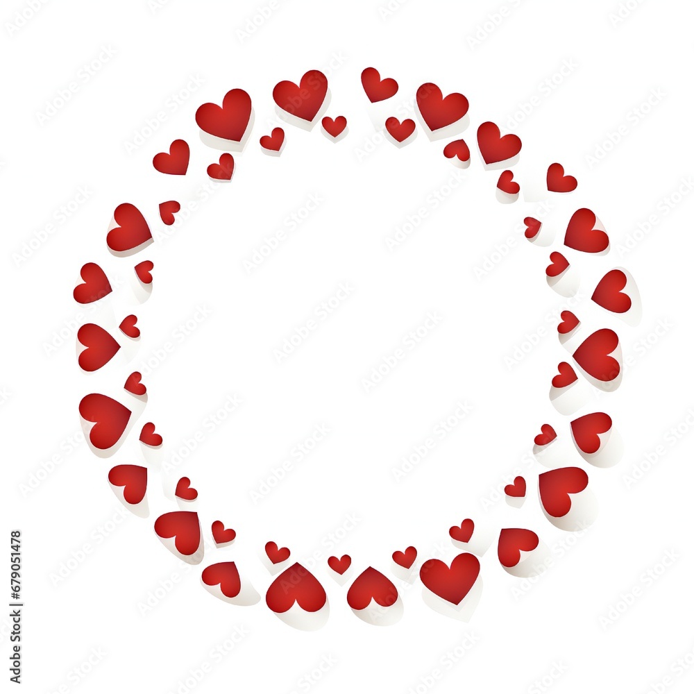 Empty Valentines hearts circle design element flat style on white background Generative AI Empty Valentines hearts circle design element flat style on white background Generative AI