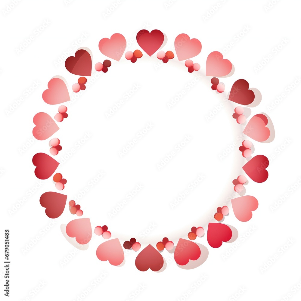 Empty Valentines hearts circle design element flat style on white background Generative AI