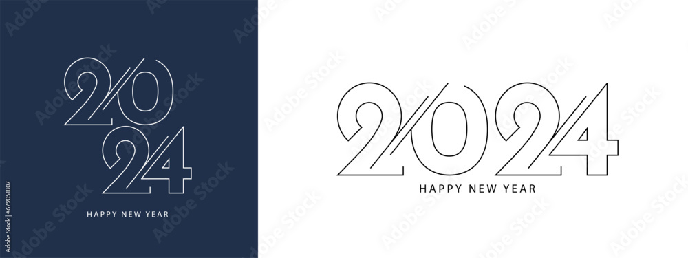 2024 happy new year logo text design. Creative and modern 2024 number typography. Template for poster, card, banner, cover and calendar. Vector illustration 2024 happy new year logo text design. Creative and modern 2024 number typography. Template for poster, card, banner, cover and calendar. Vector illustration