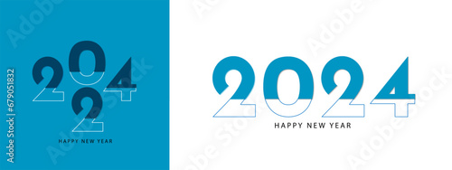 2024 happy new year logo text design. Creative and modern 2024 number typography. Template for poster, card, banner, cover and calendar. Vector illustration