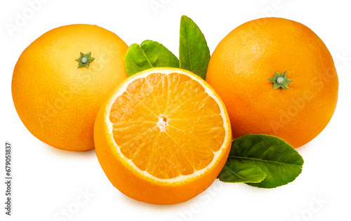 Fresh Orange fruit on white background  Japanese Ehime Orange with slices isolate on white background with cliping path.