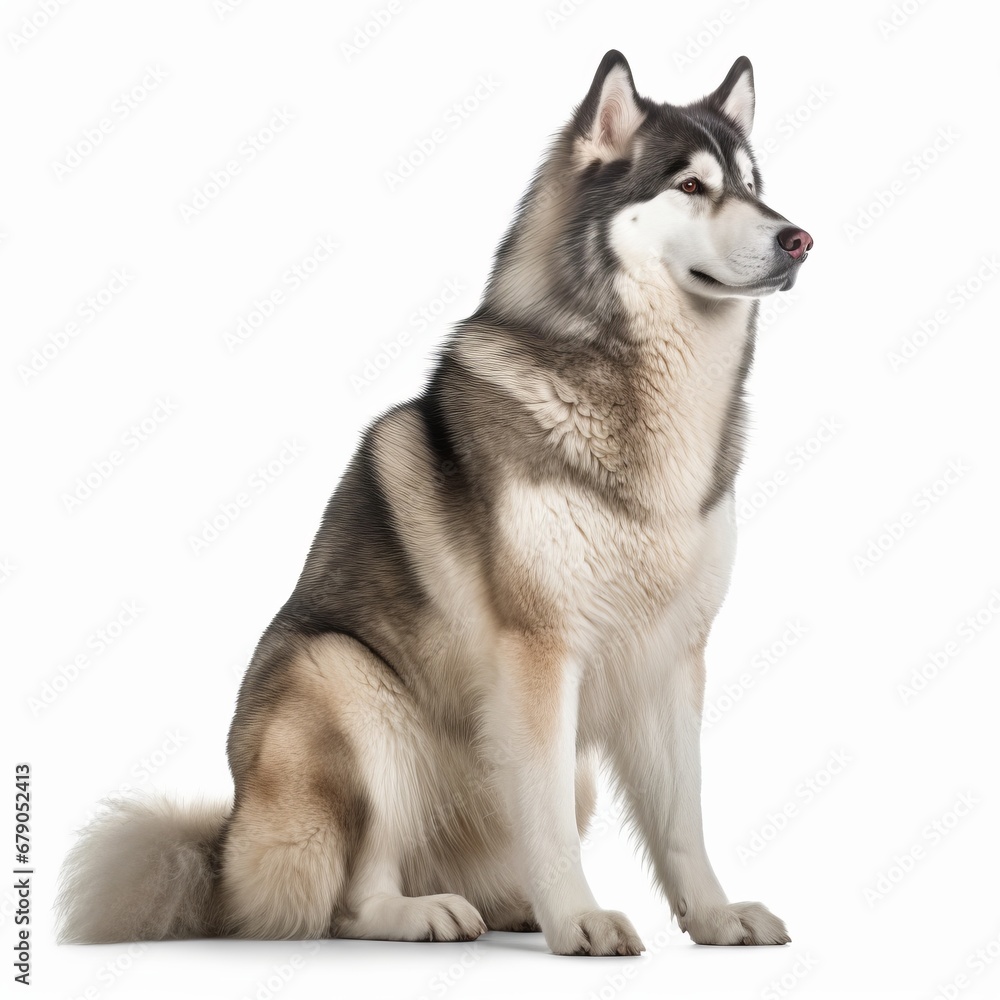 Alaskan Malamute Full body facing forward with clean white background , generated by AI