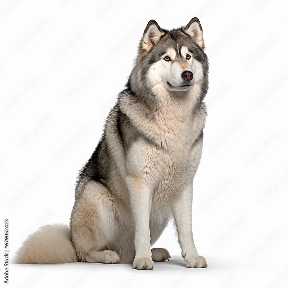 Alaskan Malamute Full body facing forward with clean white background , generated by AI