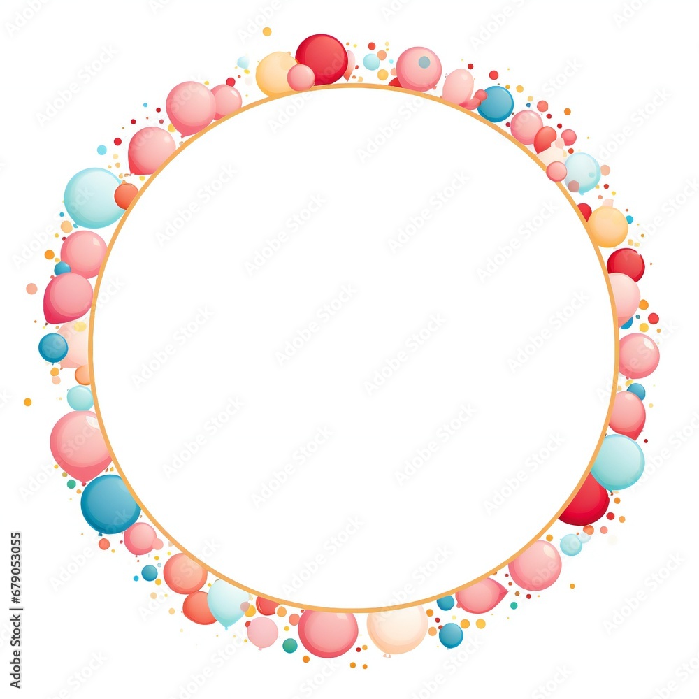 Empty birthday circle design element flat style on white background Generative AI Empty birthday circle design element flat style on white background Generative AI