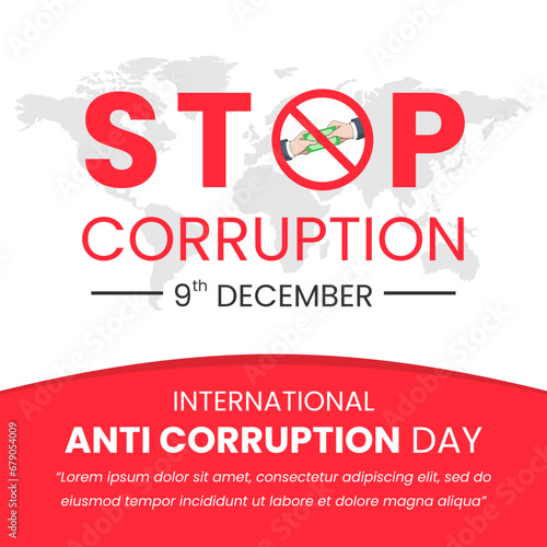 International anti-corruption day background with copy space area