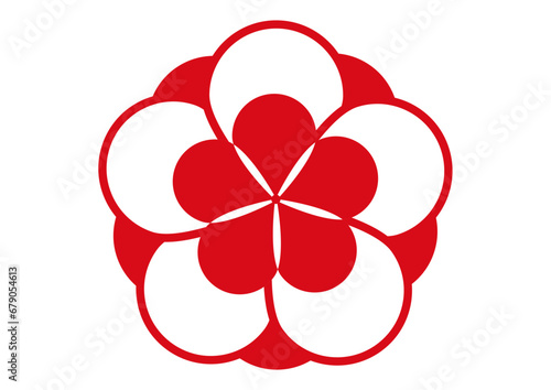 梅の花のアイコン 華やかでおしゃれな紅白の梅の花びらのイラスト素材	