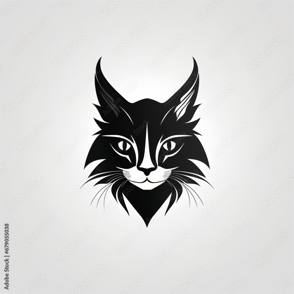 Vector logo of cat minimalistic black and white