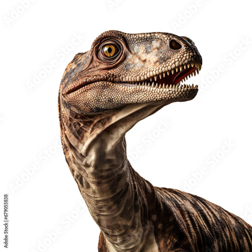 Close up of Plateosaurus dinosaur face isolated on a white transparent background © SuperPixel Inc