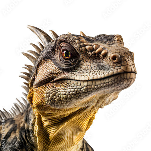 Close up of Pachycephalosaurs dinosaur face isolated on a white transparent background