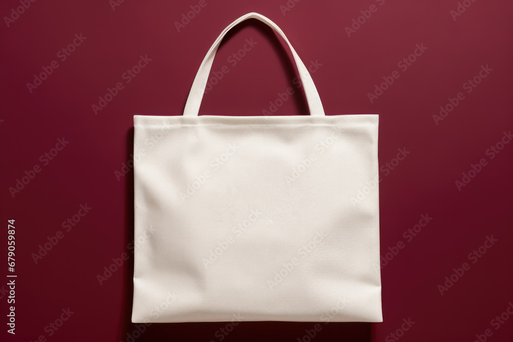 Mock-up of a white fabric grocery bag Mock-up of a white fabric grocery bag