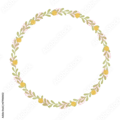 Hand drawn floral frames with flowers. Wreath. Elegant logo template. Vector illustration for labels, branding business identity, wedding invitation