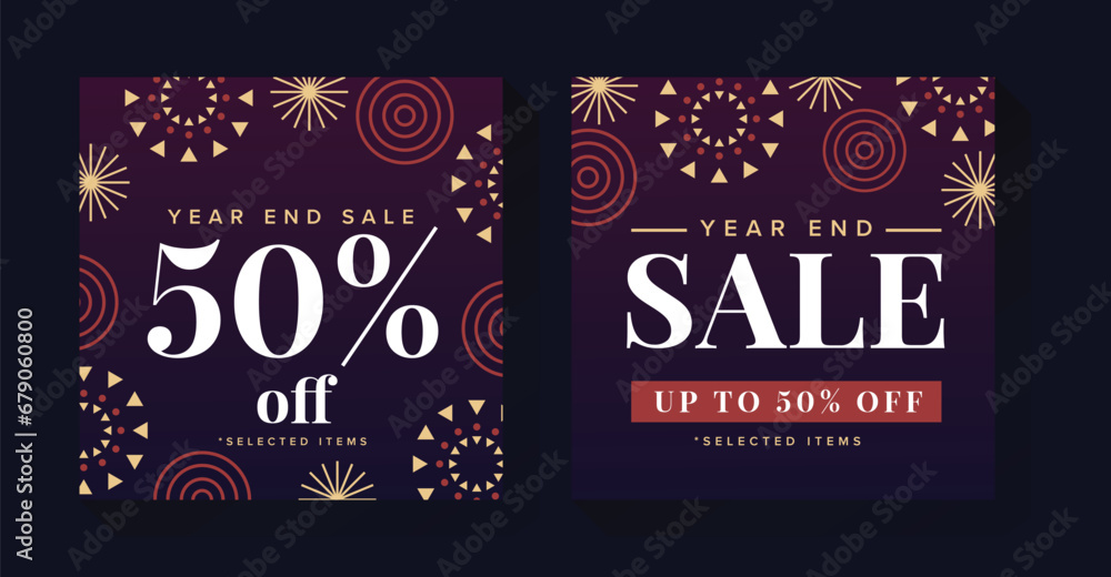 End of Year Sale Banner New Year Social Media Banner Template - obrazy, fototapety, plakaty 