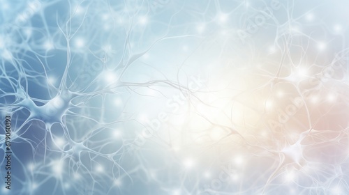 Neuron network in human brain, medical background. Macro view of nervous system photo
