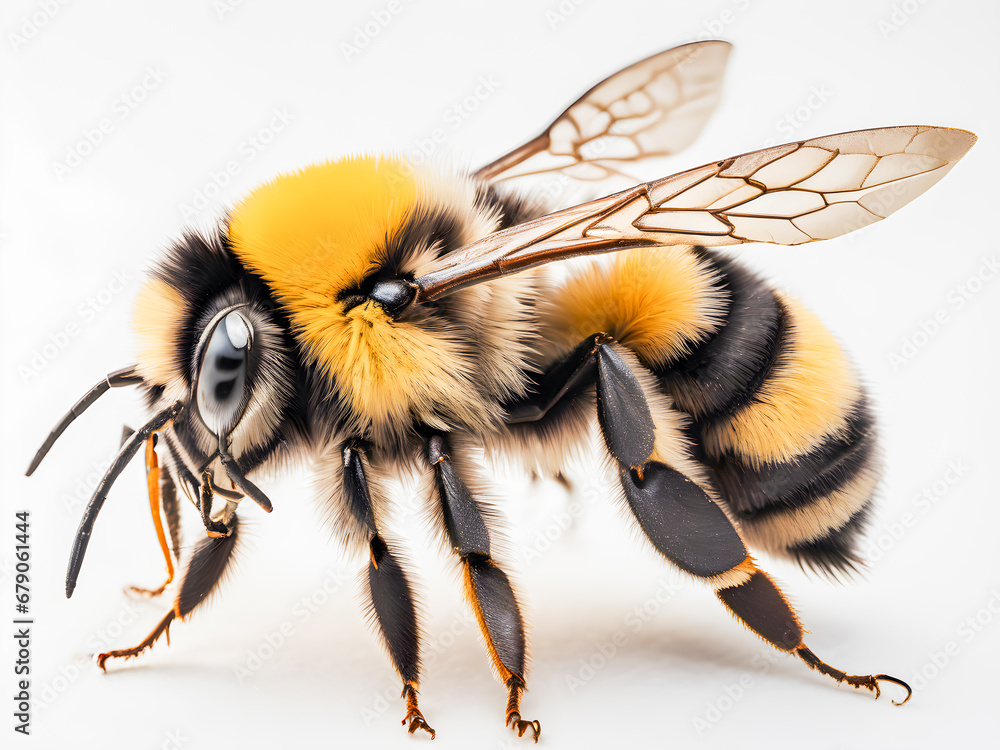 Bumblebee isolated on white background. Macro photo of bee. Bumblebee isolated on white background. Macro photo of bee.