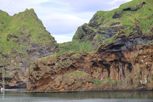 Cliff face on the coast of Heimaey island- Vestmannaeyjar- Westman Islands-Iceland 