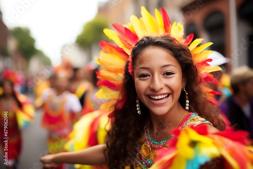 Fiesta Flair: Beautiful Latin Lady in Colorful Attire Dancing Outdoors, Vibrant Rhythms: Energetic Latin Woman in Bright Outfit Dancing Al Fresco, Salsa Serenade: Gorgeous Latina Dancer 