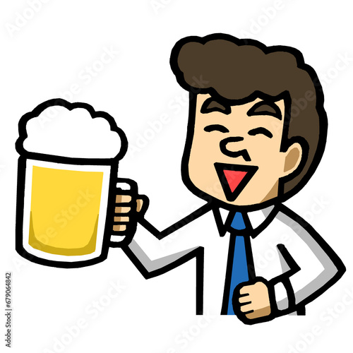 飲み会 ビールを手に持つ男性 乾杯 イラスト