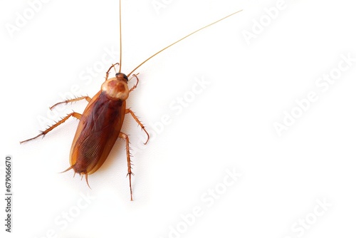 Top view a dead cockroach isolated on a white background