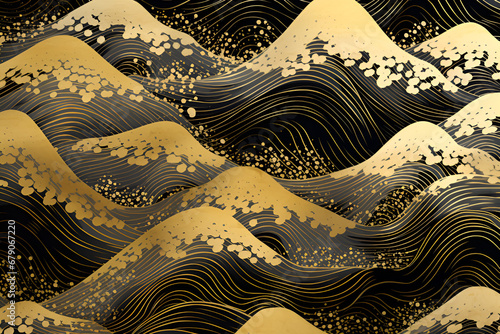 Japan, Pattern, Gold, New Year, Background,Material, AI