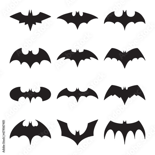 Fototapeta Naklejka Na Ścianę i Meble -  Set of bat silhouette vector