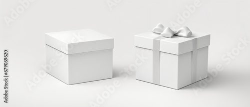 White opened and closed square folding gift box mock
