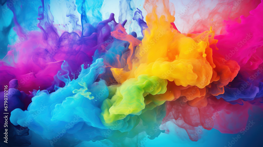 Abstract colorful paint splash wallpaper. AI