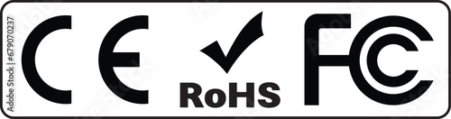 Sign of recycling or Industrial certificate standard safety logo CE, RoHS, FC.