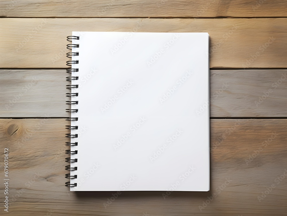 blank notebook laying on office desk, copy space. Generative AI blank notebook laying on office desk, copy space. Generative AI