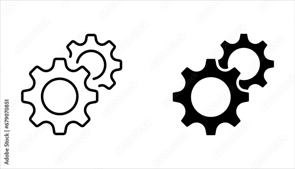 gear icon set on white background, Gear Settings symbol, cogwheel, Vector Illustration gear icon set on white background, Gear Settings symbol, cogwheel, Vector Illustration