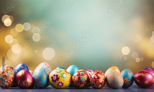 easter, easter egg background with copyspace. Generative AI
