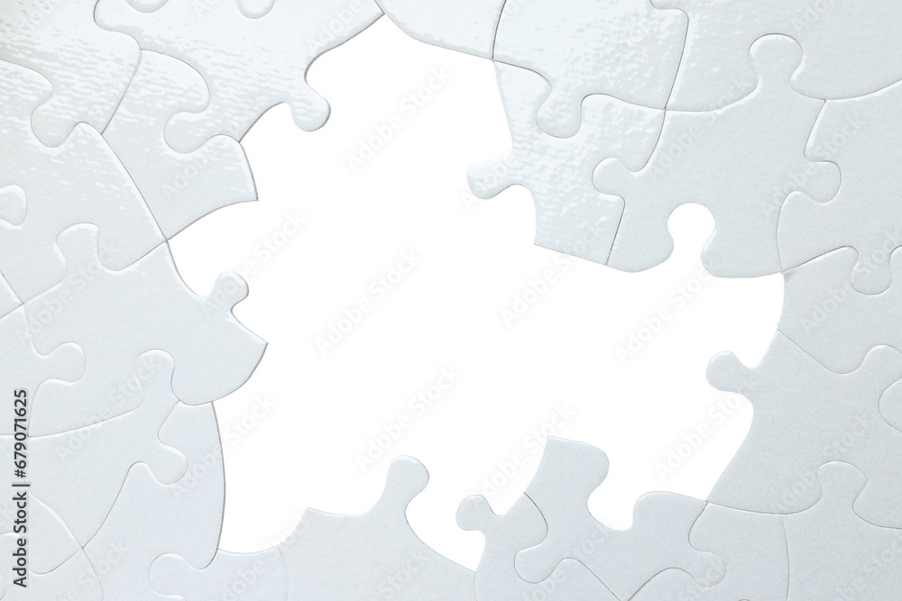 PNG, White puzzle with missing elements, isolated on white background PNG, White puzzle with missing elements, isolated on white background