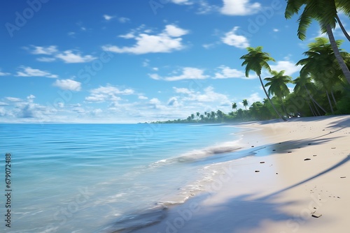 beach with palm trees and sea. beach with palm trees and blue sky