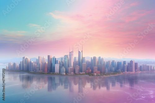 city skyline at pastel color sunset © arte ador