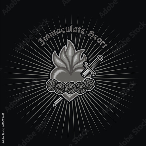 catholic symbol, Immaculate Heart of saint Mary