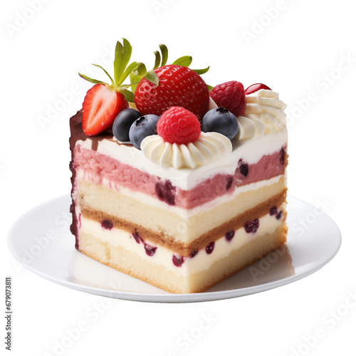 cake on plate isolate background cutout