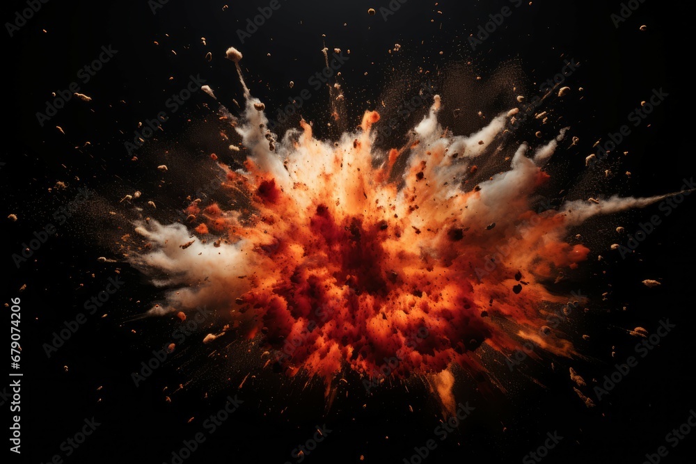 Explosive effect on blank backdrop Explosive effect on blank backdrop