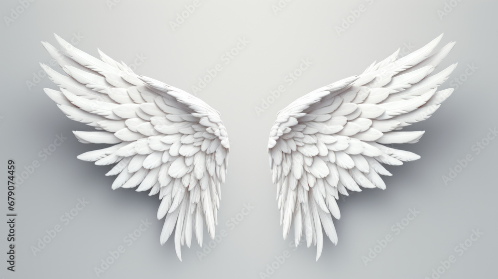 Obraz premium Angel wings on gray background.