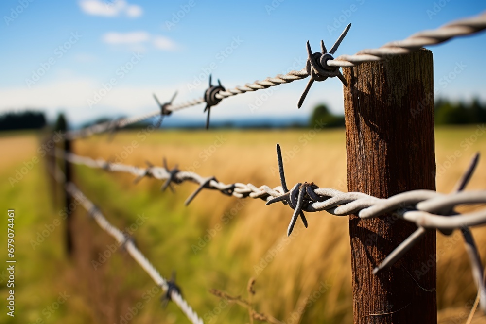 Fototapeta premium Fenced off with sharp wire