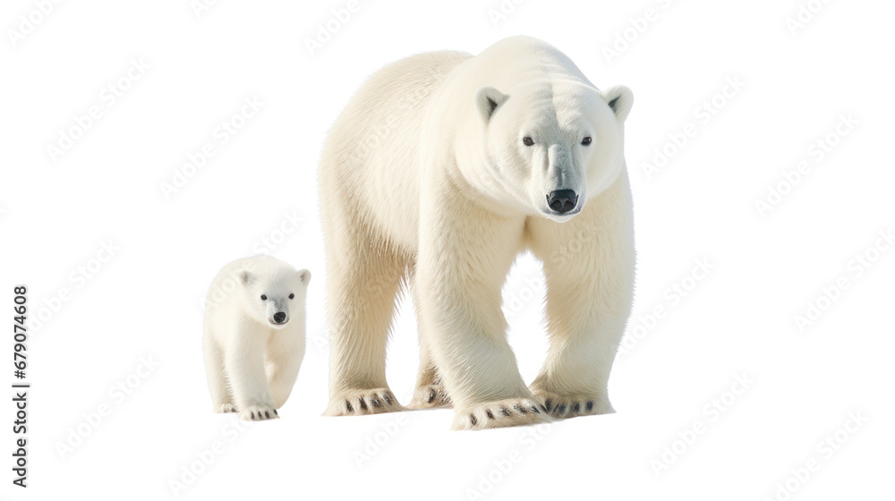 polar bear and baby on the transparent background