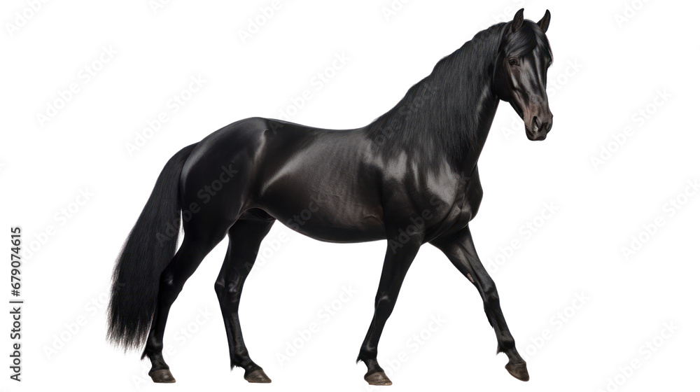 Arabian black horse on the transparent background Arabian black horse on the transparent background